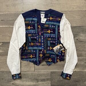 VTG Rockies Western Southwestern Aztec Print Vest Shirt NWT Womens L Made in USA